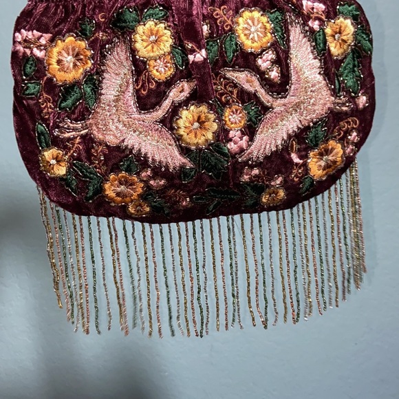 RARE EUC Zara beaded fringe embroidered Velvet evening Bag crossbody - Picture 4 of 10